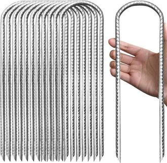 OEM Clavos De Anclaje Para Trampol&iacute;n - Paquete De 12, Acero Galvanizado, En Forma De U, 30 Cm, Robustos, Fijaci&oacute;n Resistente A La Intemperie