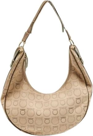 Ferragamo Pre-owned Shoulder Bags, female, Beige, Size: ONE SIZE Pre-owned Hobo Bag