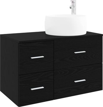 vidaXL Juego De Muebles De Ba&ntilde;o 2 Uds. Roble Negro Vidaxl
