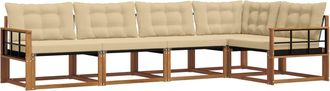 vidaXL Conjunto De Sof&aacute;s De Exterior 5 Uds. Natural Y Beige Vidaxl