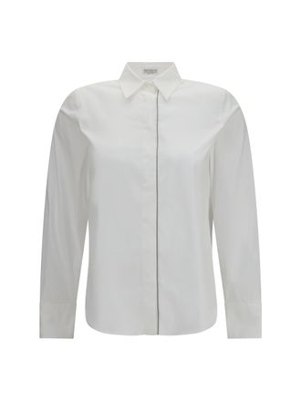 Brunello Cucinelli Womens Shirt Stretch Cotton Poplin White