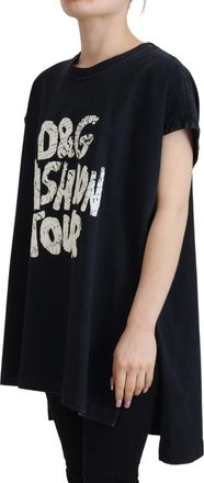 Dolce & Gabbana Womens Black D&g Fashion Round Neck Cotton T-Shirt