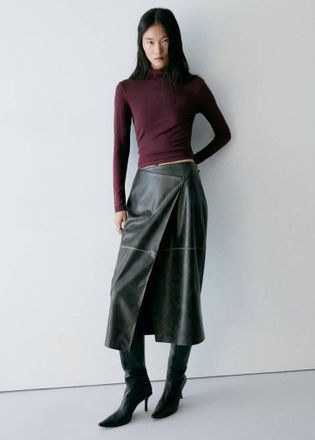 Mango Maglietta collo alto bordeaux - Donna - XXS - MANGO