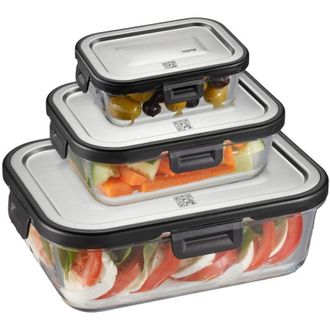 GEFU Gefu - Recipiente Milo Para Mantener Frescos Los Alimentos, 3 Piezas, Rectangular (control De Frescura Y Existencias Con Una Aplicaci&oacute;n) Marca
