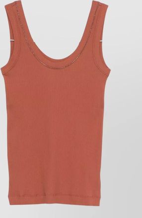 Brunello Cucinelli cotton tank scoop neck ribbed contrast