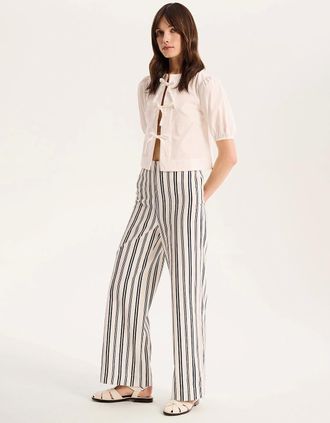 Omnes Womens Tommy Stripe Trouser - White - Size: 22
