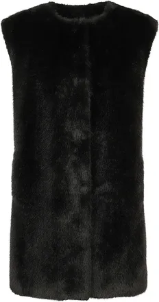 Herno Mid-Length Faux Fur Vest With Concealed Closure And Welt Pockets