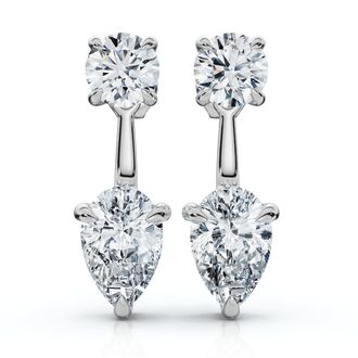 Pompeii3 3Ct Diamond Studs & Earring Jackets 14k Gold Pear Shape Lab Grown