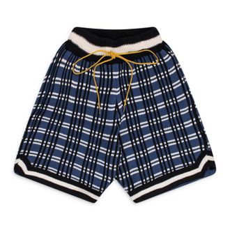 Rhude Blue Plaid Basketball Knit Shorts