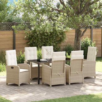 vidaXL Conjunto De Comedor De Jard&iacute;n 7 Pcs Beige Rat&aacute;n Sint&eacute;tico Vidaxl