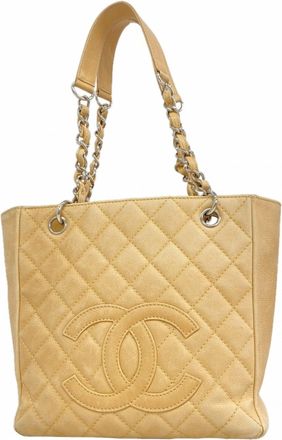 Chanel Beige Grained Calfskin Tote Bag (Pre-Owned)