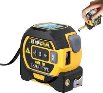 OEM Cinta M&eacute;trica Digital 3 En 1 The Almighty Ruler 2025 Con Pantalla Led - Tel&eacute;metro Electr&oacute;nico Port&aacute;til - Amarillo, Medidor De Distancia L&aacute;ser De 60 Me