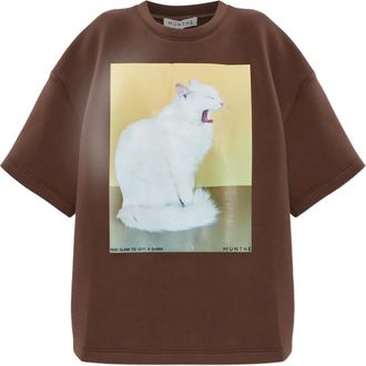 Munthe Katoenen T-shirt met grafische print - Bruin