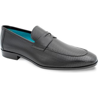 Mezlan Cueva Perforated Penny Loafer in Black at Nordstrom Rack, Size 10.5