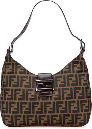 Fendi Borsa a spalla in tela con motivo Zucca XX secolo - Marrone