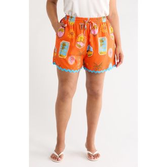 Sugarlips Maury Postcard Shorts in Red-Pink-Multi at Nordstrom, Size 3 X