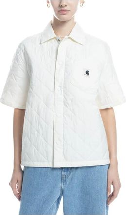 Carhartt Work in Progress Jassen, Dames, Beige, S, Laurens Shirt Jac Korte Mouw Shirt