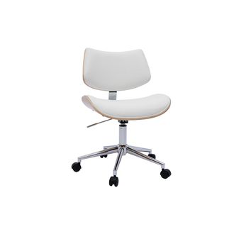 Miliboo Miliboo - Silla De Oficina De Dise&ntilde;o Con Ruedas De Color Blanco, Roble Claro Y Metal Malmo