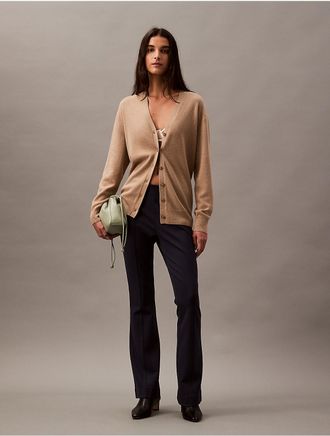 Calvin Klein Womens Ponte Flared Fit Pants - Navy - XS