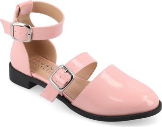 Journee Collection Constance Buckle Strap Flat in Blush at Nordstrom Rack, Size 6.5