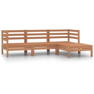 vidaXL Set Divani da Giardino 4 pz Ambra in Legno Massello di Pino vidaXL