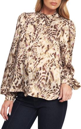 Flying Tomato Button Front Long Sleeve Top in Cream at Nordstrom Rack, Size Medium