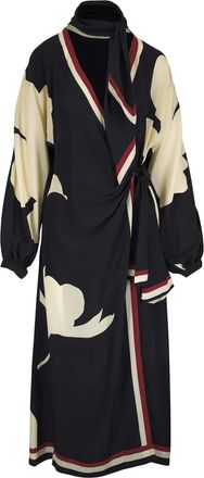 Johanna Ortiz floral print wrap midi dress - Nero