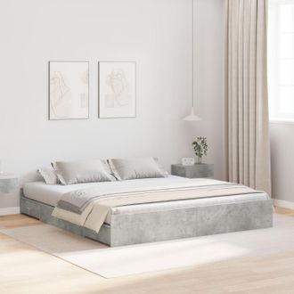 Berkfield Home Storage Bed Frame with Drawer with Headboard with Storage Concrete grey 180 x 200 cm