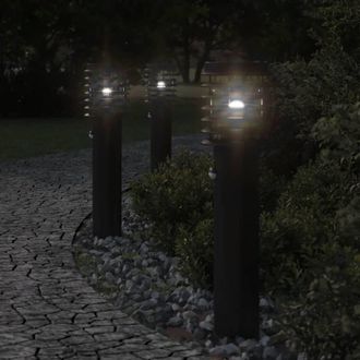 Berkfield Home Outdoor Floor Lamp with Sensor Black 60 cm Stainless Steel