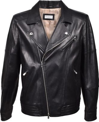 Brunello Cucinelli Black Leather Biker Jacket, Size Medium