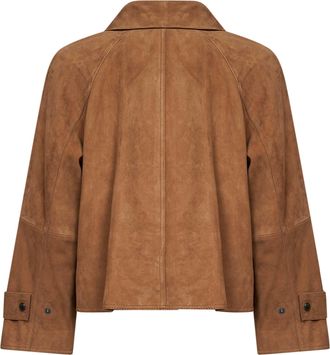 Max Mara Womens Jacket Wkdabito Hazelnut Suede Brown Leather