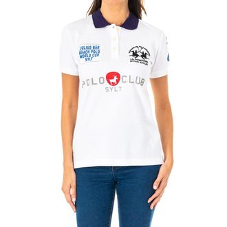 La Martina La Martina Womens short-sleeved polo shirt with contrast lapel collar 2WPG76 - White Cotton - Size X-Large