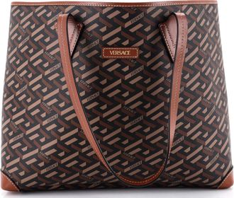 Versace Shopping Tote (Outlet) Printed La Greca Signature Coated Canvas Medium