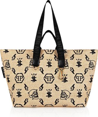 Philipp Plein Wicker Tote Bag Monogram
