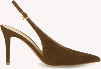 Gianvito Rossi Robbie Sling in Brown Suede Leather at Nordstrom, Size 40.5