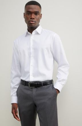 Nordstrom Traditional Fit Solid Herringone Dress Shirt in White Herringbone at Nordstrom, Size 14.5 - 32