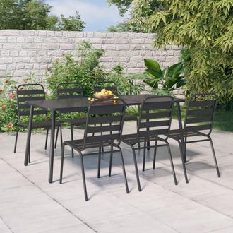 vidaXL Juego De Comedor De Jard&iacute;n 7 Piezas Acero Gris Antracita Vidaxl