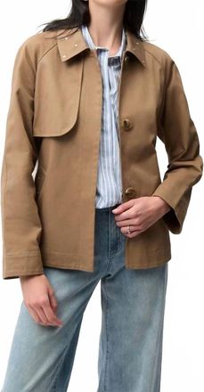 Joseph Ribkoff Short Trench Coat With Belt & Rhinestones In Tigers Eye