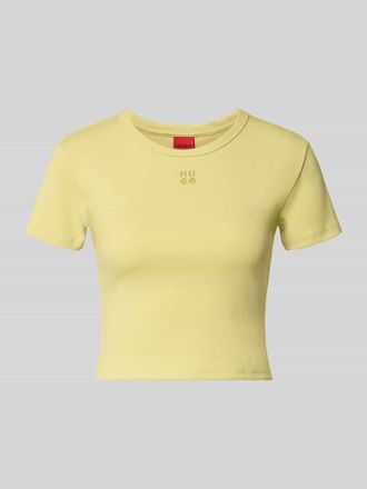 HUGO BOSS Slim Fit T-Shirt aus Baumwoll-Mix Modell DELANOR in GELB, Gr&ouml;&szlig;e XL