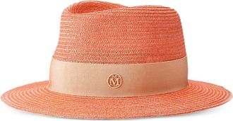 Maison Michel Andre straw fedora hat - unisex - Straw - S - Orange