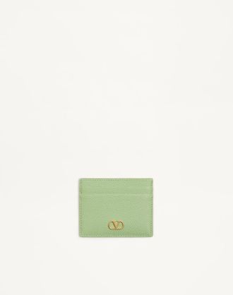 Valentino Garavani VLogo Signature Grainy Calfskin Card Holder Wo