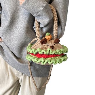 Generic Crochet Shoulder Bag - Cute Capybara Hand-Crocheted Hamburger Bag, Knitted Tote Shoulder Bags for Women, Lightweight Fashionable Handmade for Daily Us