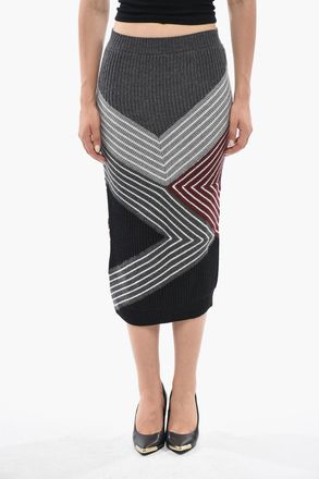 Stella McCartney FRANK STELLA Ribbed Knit Pencil Skirt Stella McCartney