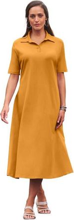 Jessica London Notch Neck Midi Dress in Rich Gold at Nordstrom, Size Small