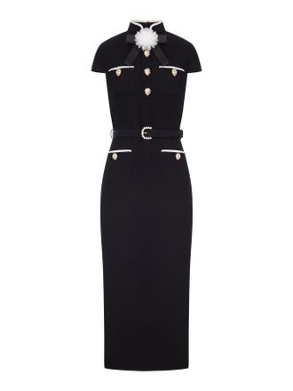 Self Portrait LONG DRESS WITH JEWEL BUTTONS AND BELT - Self-portrait - Woman