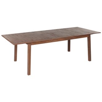 Beliani Beliani - Mesa De Jard&iacute;n Extensible De Madera De Acacia Oscura 180/240 X 100 Cm 8 Personas Sombrilla Cesana