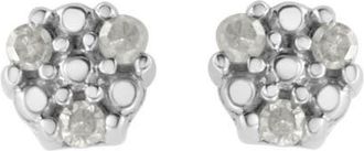 House of Brilliance Silver 1/10 Ct Prong RoundTrio Diamond Stud Earrings in White at Nordstrom