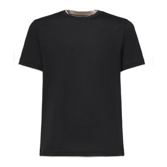 Eleventy T-Shirts, male, Black, S, Cotton T-shirts and Polos, Short Sleeves