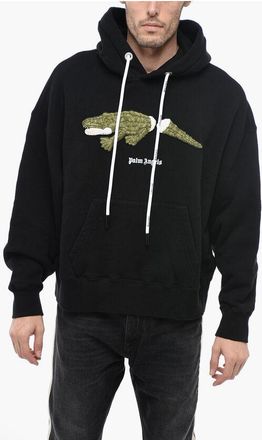 Palm Angels Felpa Hoodie in Cotone con Ricamo Imbottito taglia Xl