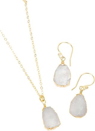 Saachi Saachi 18K Plated Opal Necklace & Earrings Set